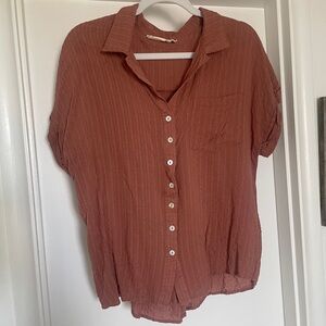 Women's Rust Button-Up Top
